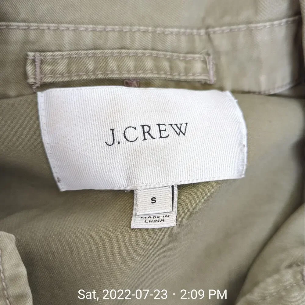 J. Crew Women's Boyfriend Fatigue Military Parka Jacket Size Small Utility Green